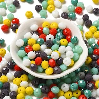 145pcs/60g Faceted Glass Rondelle Beads Assorted Glass Loose Beads for DIY Crafts Earrings, Bracelets, Necklaces, Jewellery, Jewelry Making Supplies, 8x6mm