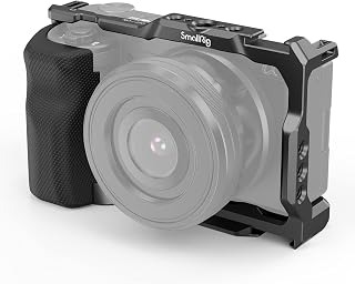 SMALLRIG ZV-E10 Cage with Silicone Handle and Built-in Threaded Holes | Built in Cold Shoe and Quick Release Plate for Sony ZV-E10, with 1/4''-20 and 3/8''-16 Threaded Holes