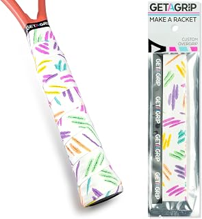 GET A GRIP - Custom Tennis Racket Grip Tape - Anti-Slip/Quick-Drying Tennis Overgrips - Precut Badminton Racket Grip with Finishing Tape - Squash Racket Grip Tapes