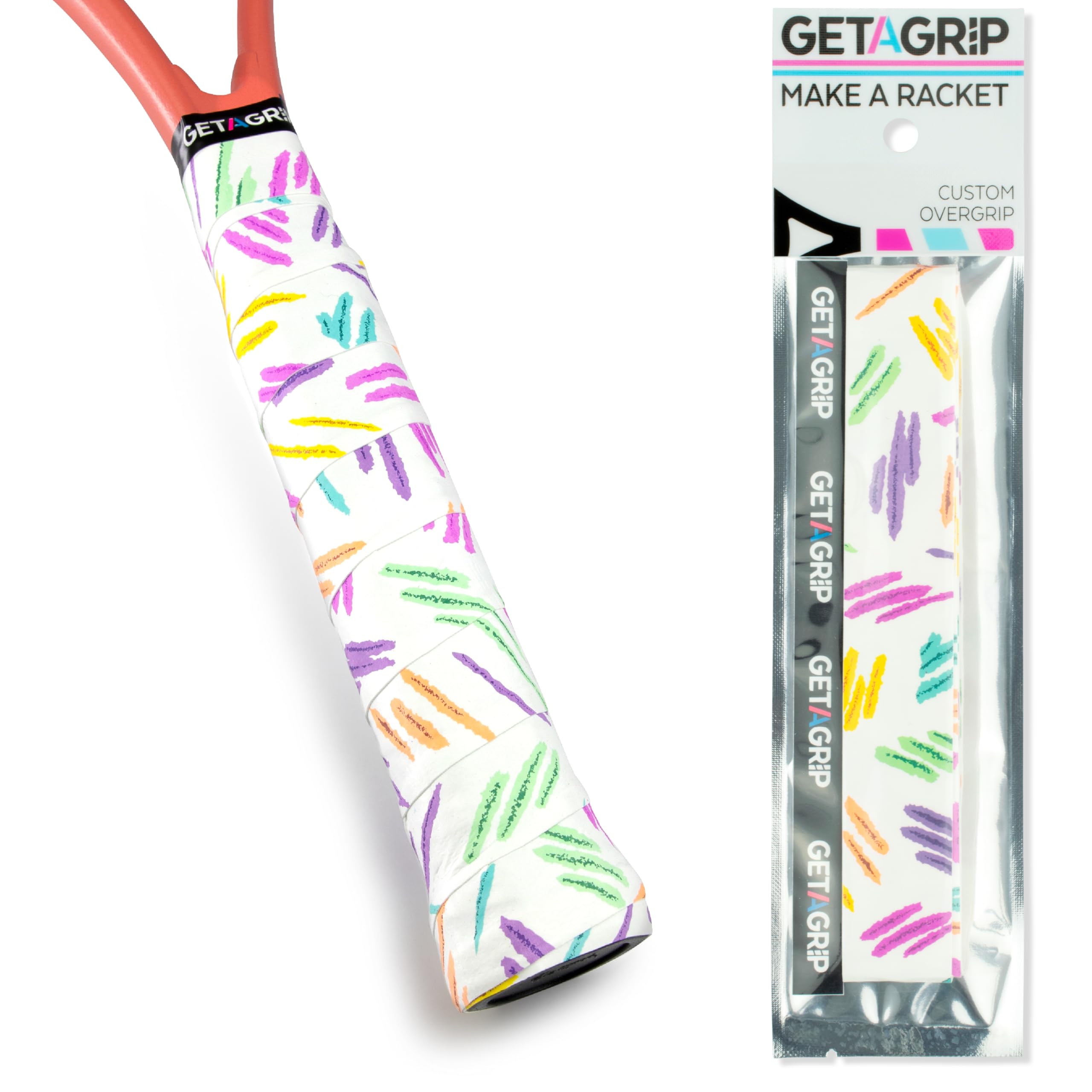 GET A GRIP - Custom Tennis Racket Grip Tape - Anti-Slip/Quick-Drying Tennis Over