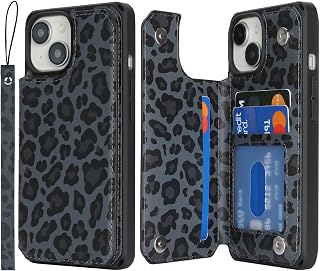 Cavor Custodia per iPhone 15 con porta carte, custodia a portafoglio per iPhone 15 per donne e uomini, con supporto, custodia protettiva in pelle PU con scomparti per carte di credito, nera