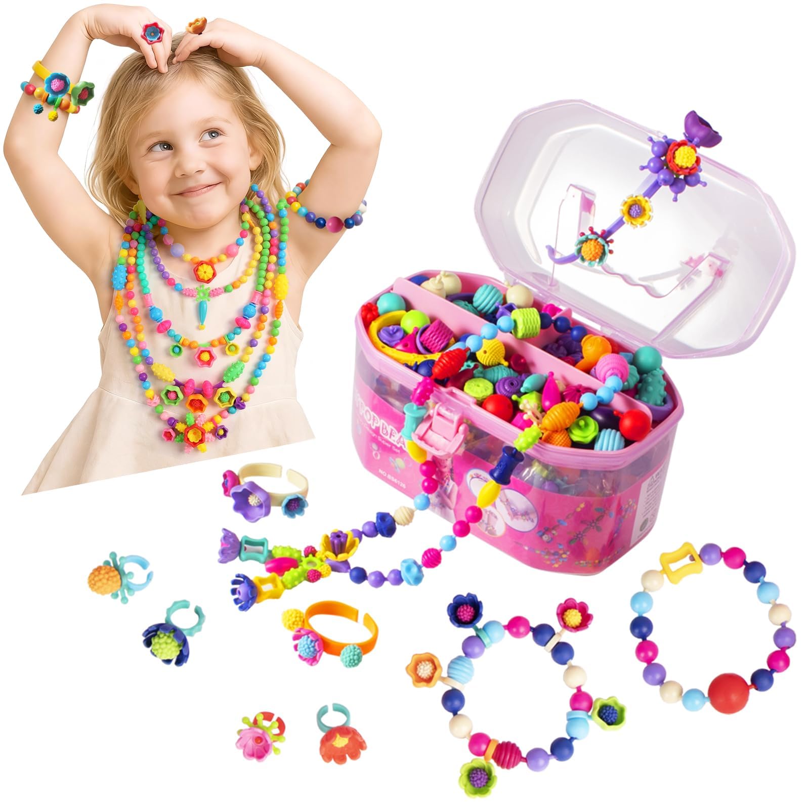 BIRANCO. Pop Beads, Jewelry Making Kit - Arts and Crafts for Girls 3-7 Years Old
