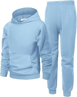 Arshiner Boys Athletic Sweatsuit Pullover Hoodie Sweatshirt and Joggers Set
