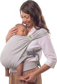 Boba Bliss Pre-Wrapped Baby Wrap Carrier, Newborn Sling, Gray | Stretchy Hybrid Sling that slips on in seconds, no tying, Hip-Healthy certified with Head Support for newborns 0-18 months.