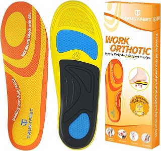 Trustfeet Work Orthotic Insoles, Plantar Fasciitis High Arch Support Insoles for Man Women, Anti Fatigue Relieve Foot Pain Work Boot Shoes Inserts for Standing All Day-XL