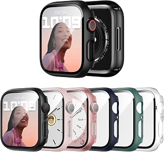 JERXUN 6 Pack Case with Screen Protector for Apple Watch Series 9/8/7 41mm