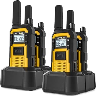 Retevis RB48 Military-Standard & IP67 Waterproof Walkie Talkies Long Range | Heavy Duty FRS Two Way Radio for Construction, Large Front PTT & Dual PTT, Vibration Alert, NOAA, Floating, SOS (4 Pack)