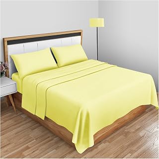 Gaveno Cavailia Super Soft Plain Dyed Diamond Flat Sheet [ Super King - Yellow ]