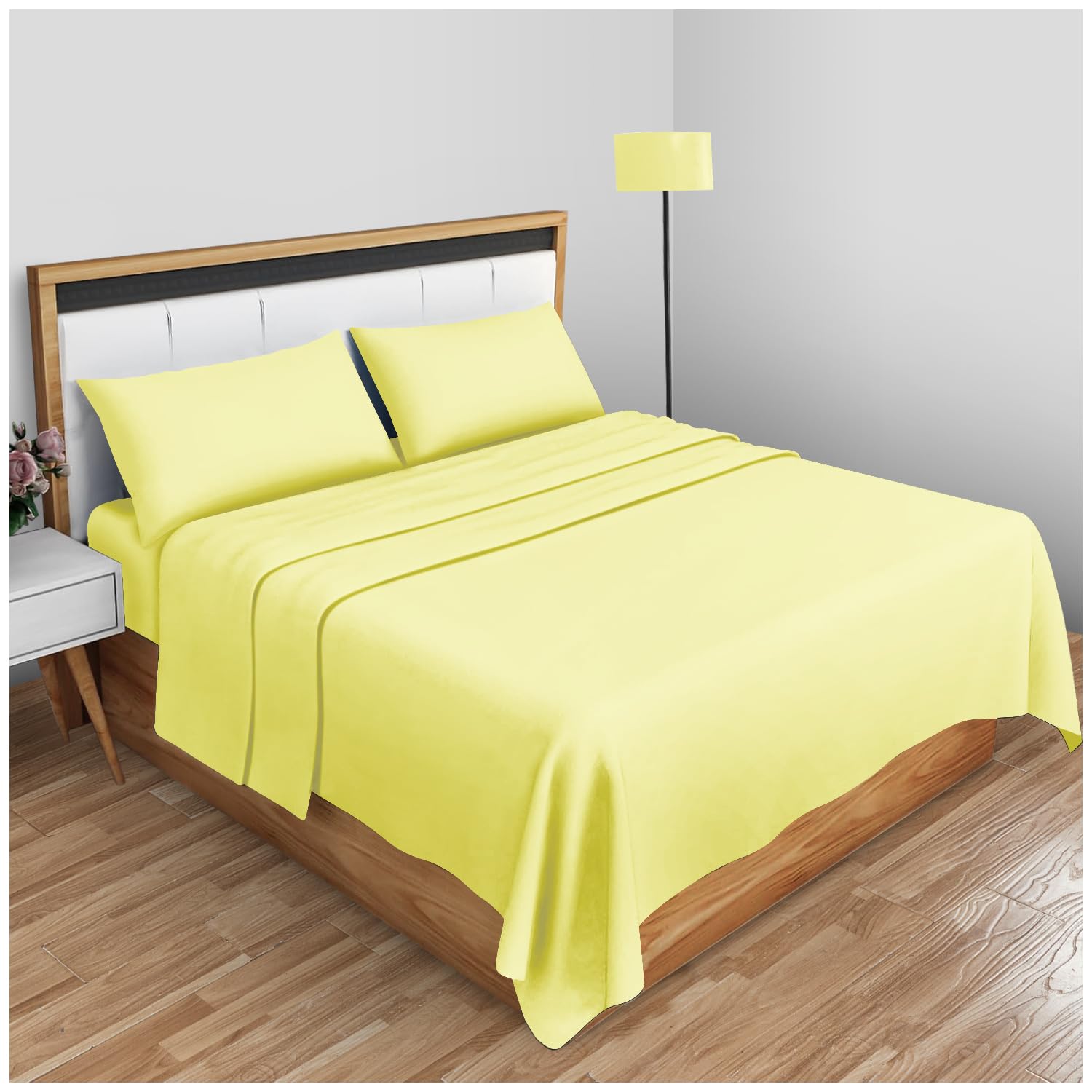 Gaveno Cavailia Super Soft Plain Dyed Diamond Flat Sheet [ Super King - Yellow ]