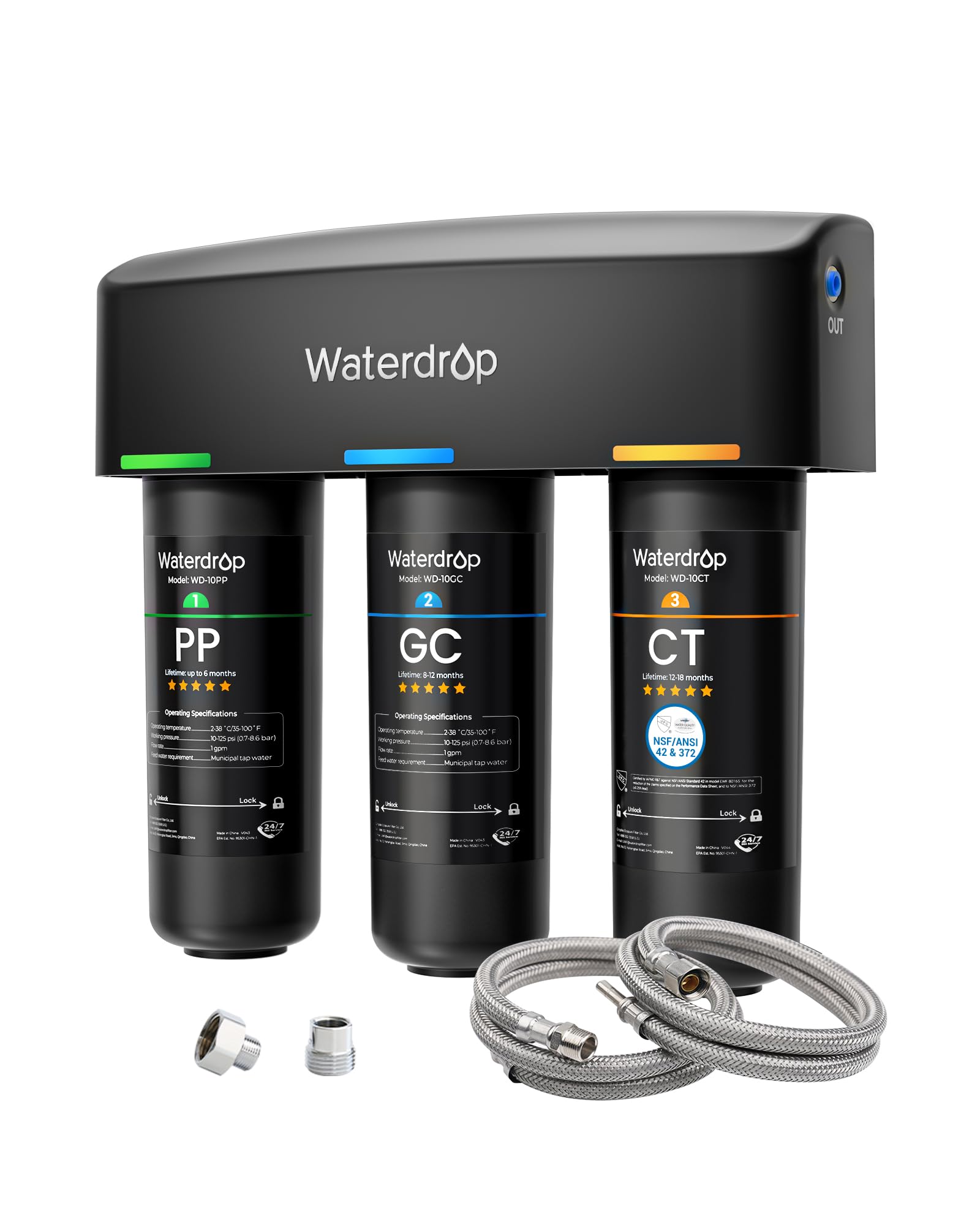 Waterdrop TSA 8-Layer Under Sink Water Filter System, NSF/ANSI 42 Certified | Re