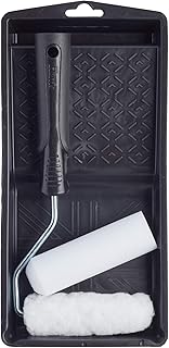 Harris Essentials Mini Roller Set, Walls & Ceilings, Tray and Frame, 4” Emulsion & Gloss Roller Sleeves