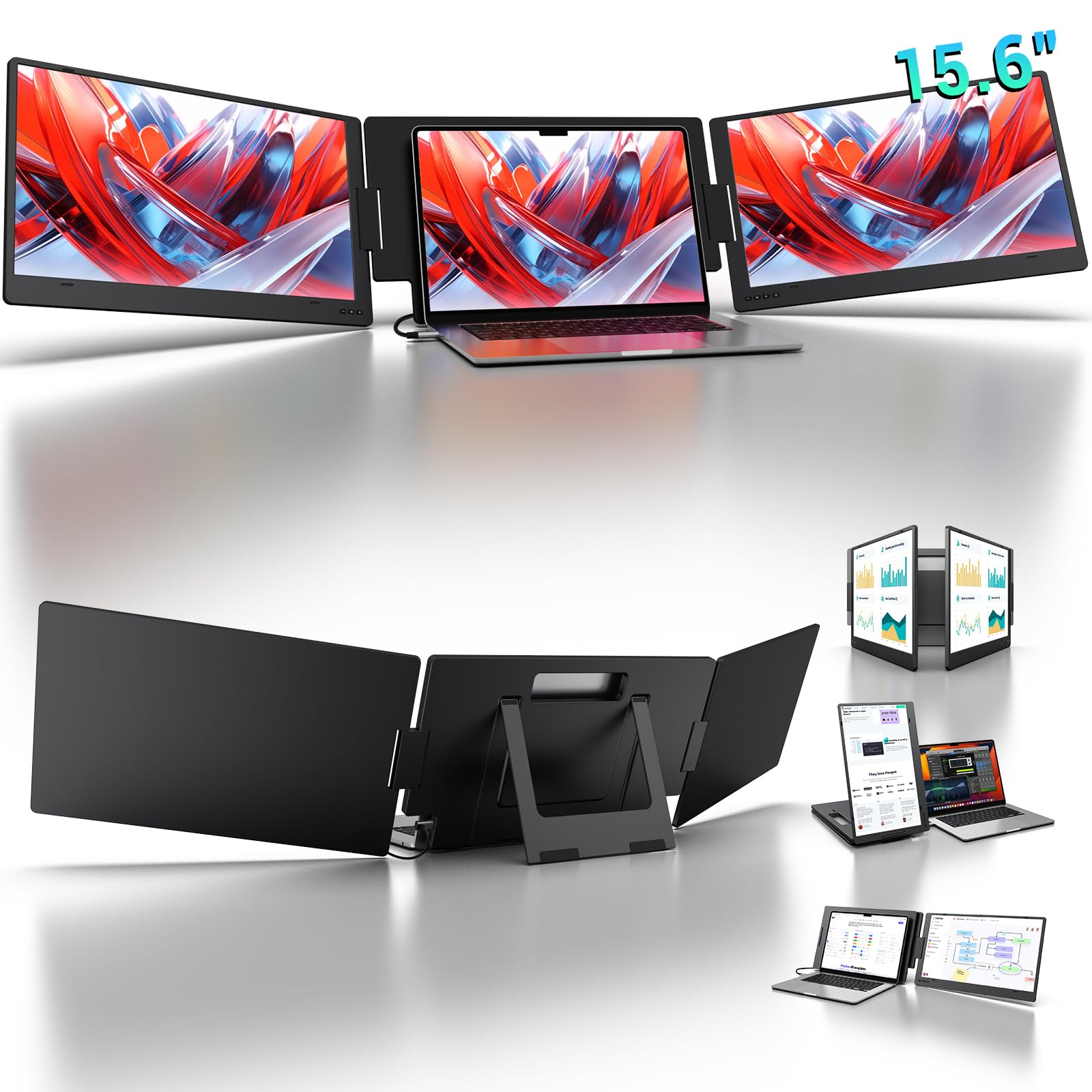 KYY 15.6" Laptop Screen Extender, 1080P FHD IPS Portable Monitor | One Cable USB