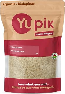 Yupik Organic Sushi Rice, Medium Grain, 1 kg, Gluten-Free, Non-GMO, Vegan, Kosher, Salt-Free, White Rice, Sticky Texture, Easy Preparation, Ideal for Sushi, Side Dish & Risotto