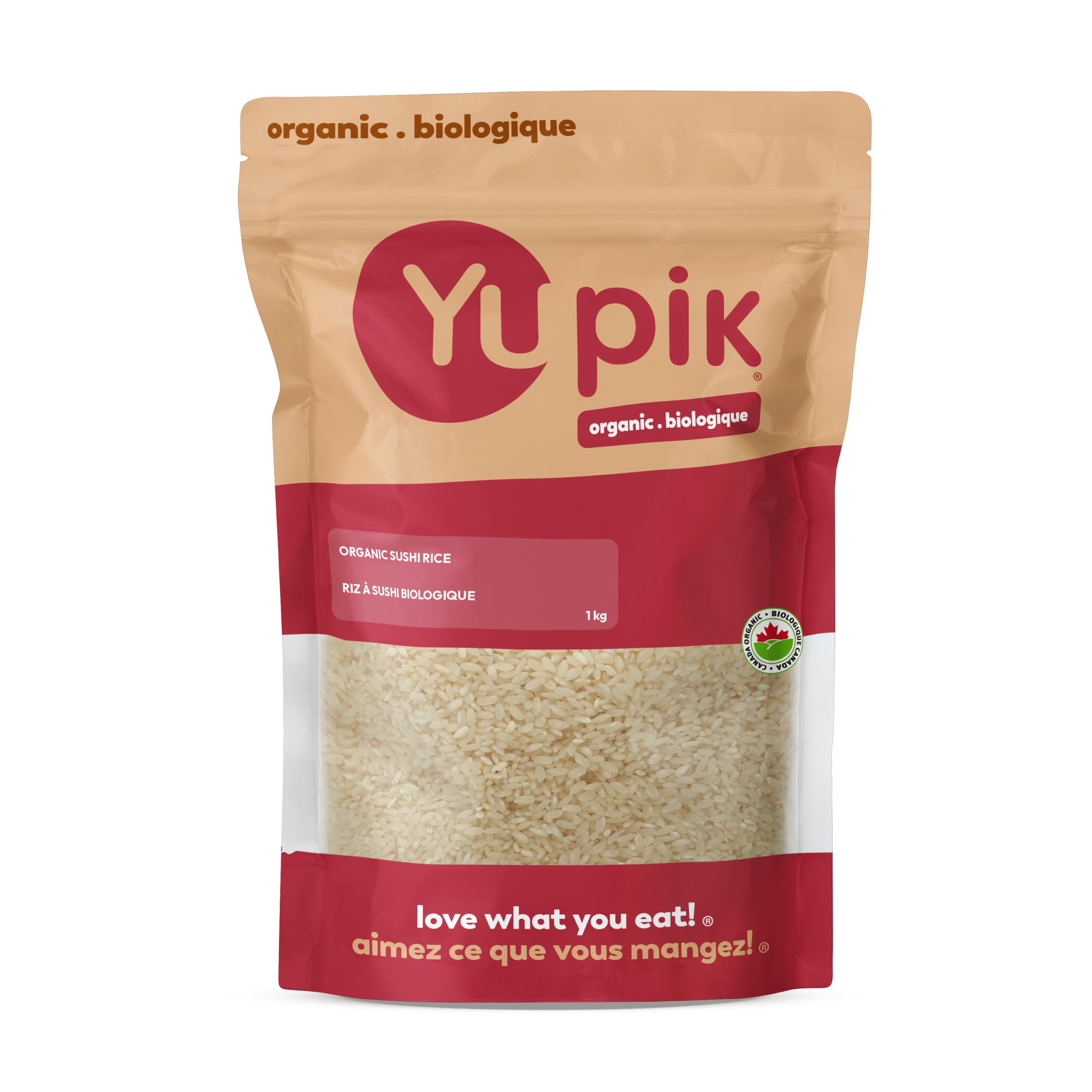 Yupik Organic Sushi Rice, Medium Grain, 1 kg, Gluten-Free, Non-GMO, Vegan, Koshe