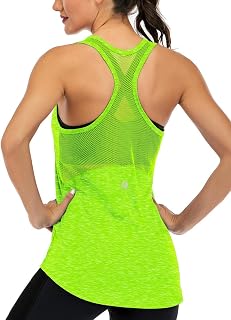 ICTIVE Camiseta Deportiva Mujer Sin Mangas, Top Fitness Yoga Espalda Abierta Malla, Tirantes Musculosos Racerback