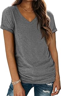 ATHMILE Short Sleeve V Neck T Shirts for Women Fashion Trendy Lightweight Casual Summer Outfits Clothes 2025 Beach