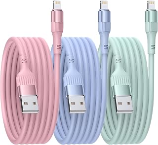 Nebite iPhone Charger，3PACK 6FT/1.8M MFi Certified Lightning Cable Fast Charge TPE Long iPhone Charging Cable Compatible with iPhone 14 13 12 11 Pro Max Pro XS X XR 8 7 6