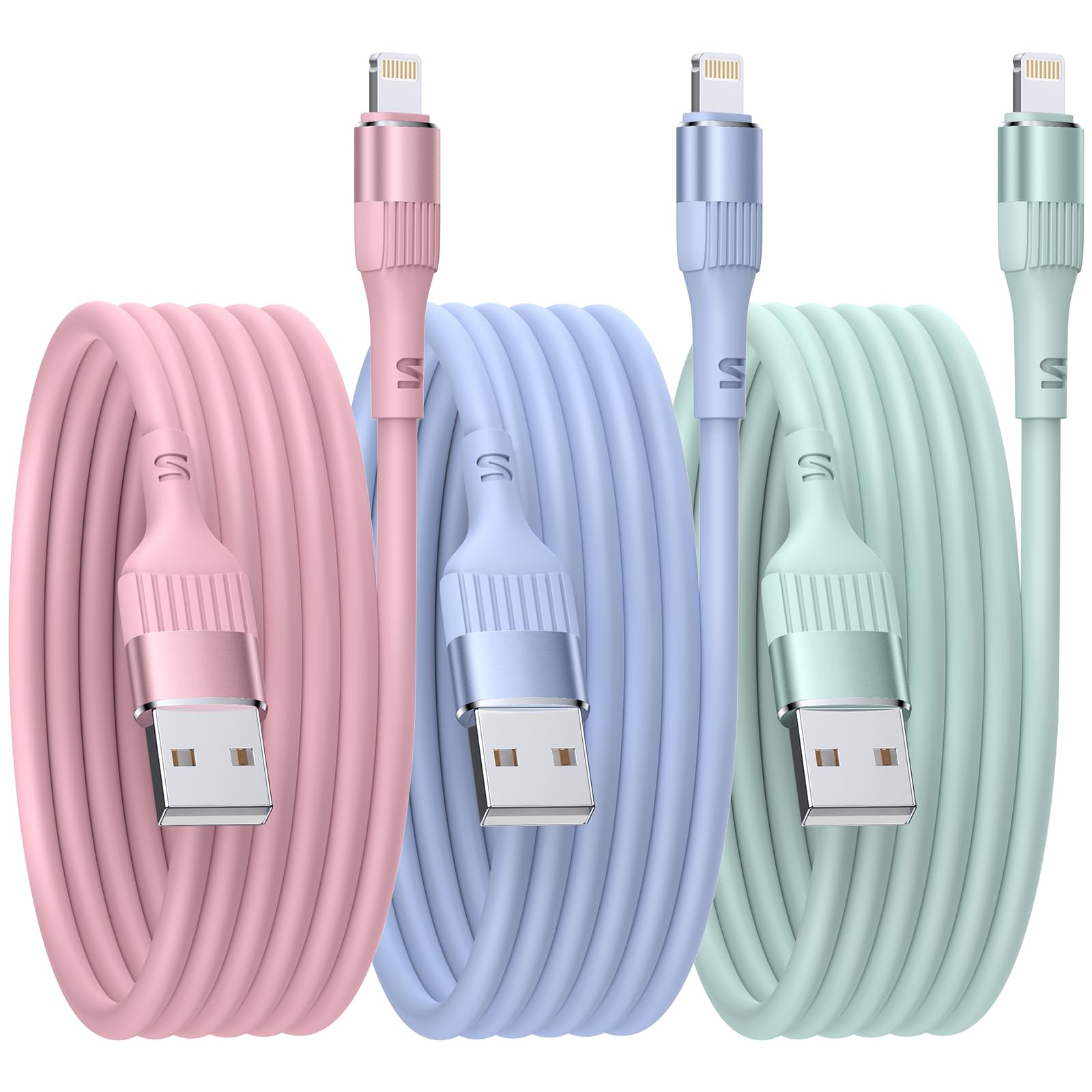 Nebite iPhone Charger，3PACK 6FT/1.8M MFi Certified Lightning Cable Fast Charge T