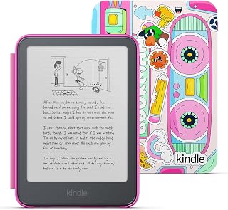 Amazon Kids Kindle 16GB (newest model), Now thinner and lighter, 6" glare-free display, weeks of battery, includes 1 year of books and Bookman cover