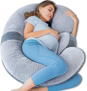 QUEEN ROSE Pregnancy Pillow, Maternity Body Pillow, Wedge, Dual Grey Velvet | E shaped pregnancy pillow for sleeping with detachable wedge and dual-sided velvet in light grey and dark grey