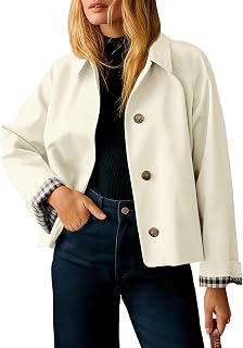 Tankaneo Ladies Lightweight Single Breasted Short Trench Coat Jackets