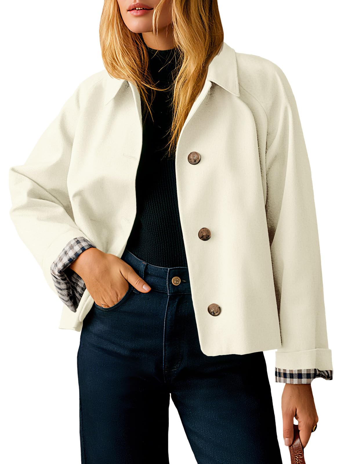 Tankaneo Ladies Lightweight Single Breasted Short Trench Coat Jackets