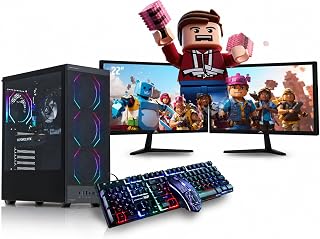 Veno Scorp Gaming PC Dual 22" Monitor Bundle Intel Core i5-3470 Processor RX 550 4GB Graphics Card - 16GB Ram - 120GB SSD + 1TB HDD - 550W PSU - Windows 10 Pro - WiFi - Titan 4