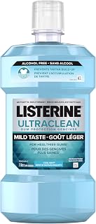 Listerine Ultraclean Gum Protection Alcohol-Free Antiseptic Mouthwash for Healthy Gums, Kills 99.9% Germs, Fights Plaque & Gingivitis, CDA Validated, Cool Mint Flavour, 1 L (Pack of 1)