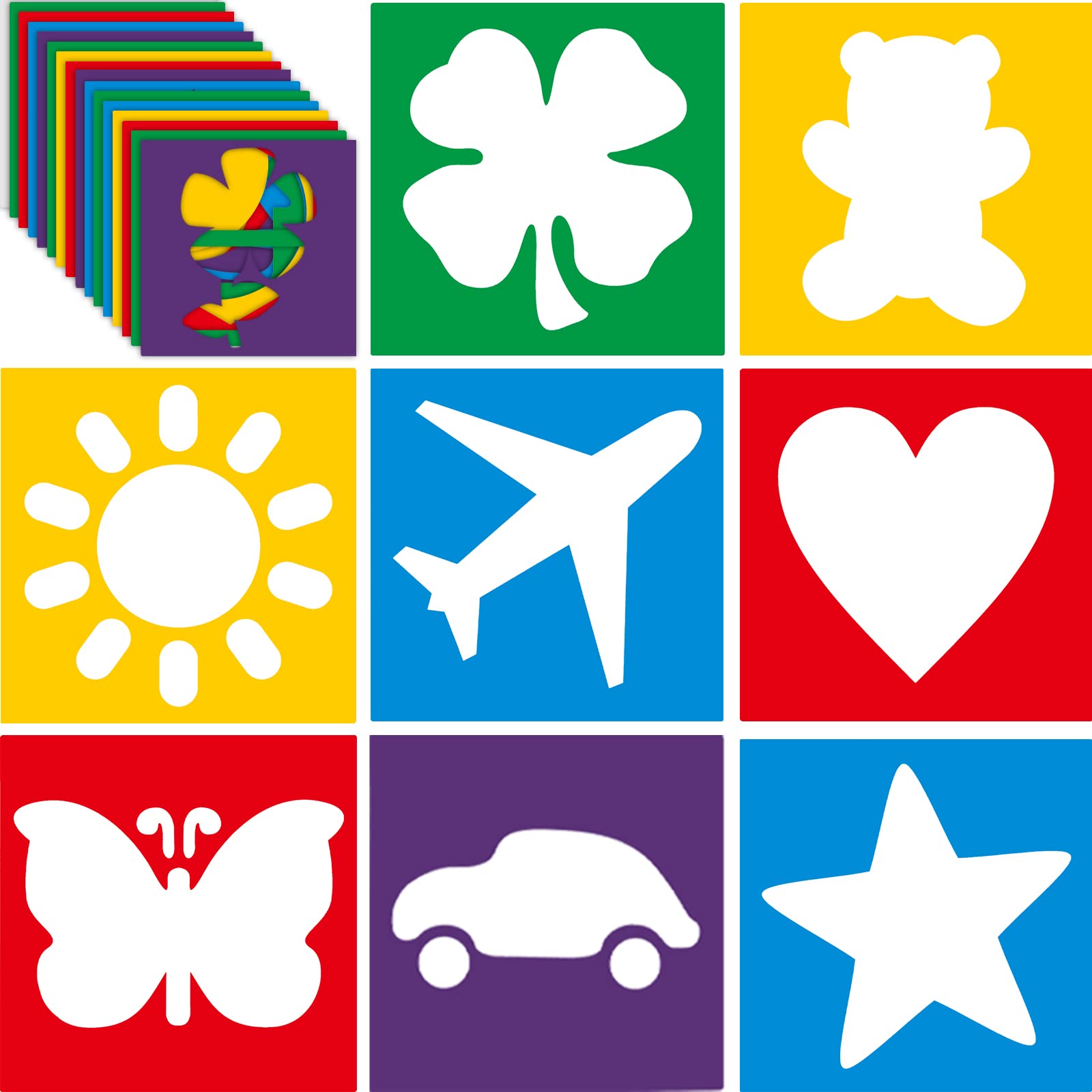 Epakh 24 Pcs Stencils for Kids 8 Inches Large Reusable Templates | Simple Shape,