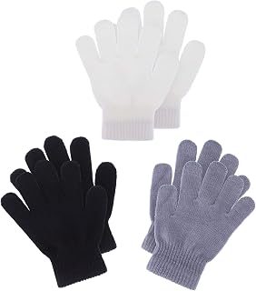 Boao 3 Pairs Toddler Gloves Kids Winter Gloves | Knit Full Finger Mittens, Warm Gloves for Baby Boys Girls Children, Holiday Birthday Gifts, Outdoor Cold Weather Protection