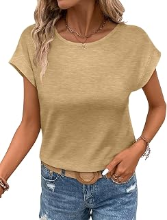 Bliwov レディース Tシャツ キャップ スリーブ トップス クルーネック カジュアル ベーシック サマーTシャツ