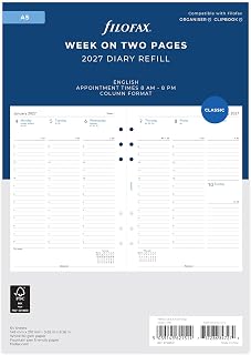 Filofax A5 Week on two pages column format English 2027 diary 27-68521