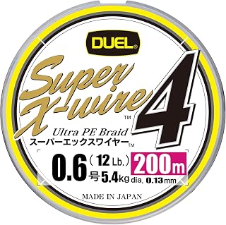 Duel PE Fishing Line Super X Wire 4 [Line Fishing Line Fishing Equipment, High Strength, High Sensitivity] No. 0.6 to No. 2.0, 5 Colors/Yellow Marking
