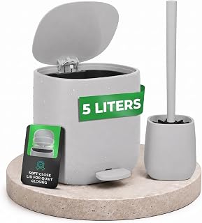 Yourcasa Bathroom Bin and Toilet Brush Set 5L Pedal Bin