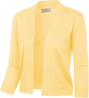 GRACE KARIN Womens 3/4 Sleeve Knit Cropped Cardigan Sweaters Lightweight Open Front Bolero Shrugs Sweater for Dress