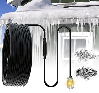 TOPDURE TDRD 30FT Roof & Gutter De-Icing Cable, 5W/ft | Constant Wattage Heat Tape with 6FT Power Cord Prevents Ice Dams and Snow Buildup on Roofs and Gutters in Winter