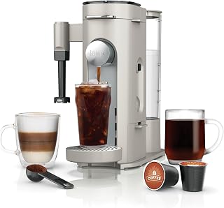 Ninja Single Serve Coffee Maker - Combo Machine, K-Cup Pods and Grounds | 4 Styles of Brewing, up to 24 Oz Cup Sizes, 56 Oz Removable Reservoir, Stone-PB051ST