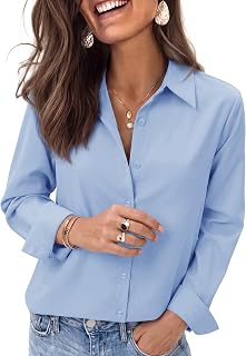 siliteelon Striped Shirt Women Button Down Long Sleeve Work Dress Shirt