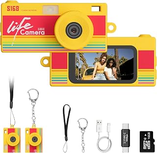 Dienspeak Mini Keychain Digital Camera, 16GB Card, Y2K Retro Tiny Camera | 1440P Video, 2MP Photos, 1.47-Inch IPS Screen, Built-In Flash, Filters, Pocket Size for Kids, Teens, Travel and Vlogging