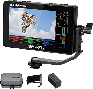 FEELWORLD F5 Prox 5.5" 1600nit Touch Field DSLR Camera Monitor | with F750 Battery Bag, 4K HDMI In Out, 3D LUT HDR Waveform Focus, for Profession Videographer Outdoor, F970 External Kit