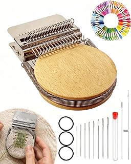 Knit Patch Kit - Mini Darning Loom, Small Weaving Tool for Clothing Repair | 14 Hooks Weaving Loom Tool for Jeans, Socks, Sweaters and Scarves, for Visible Mending, Decorative Stitching and DIY Repair