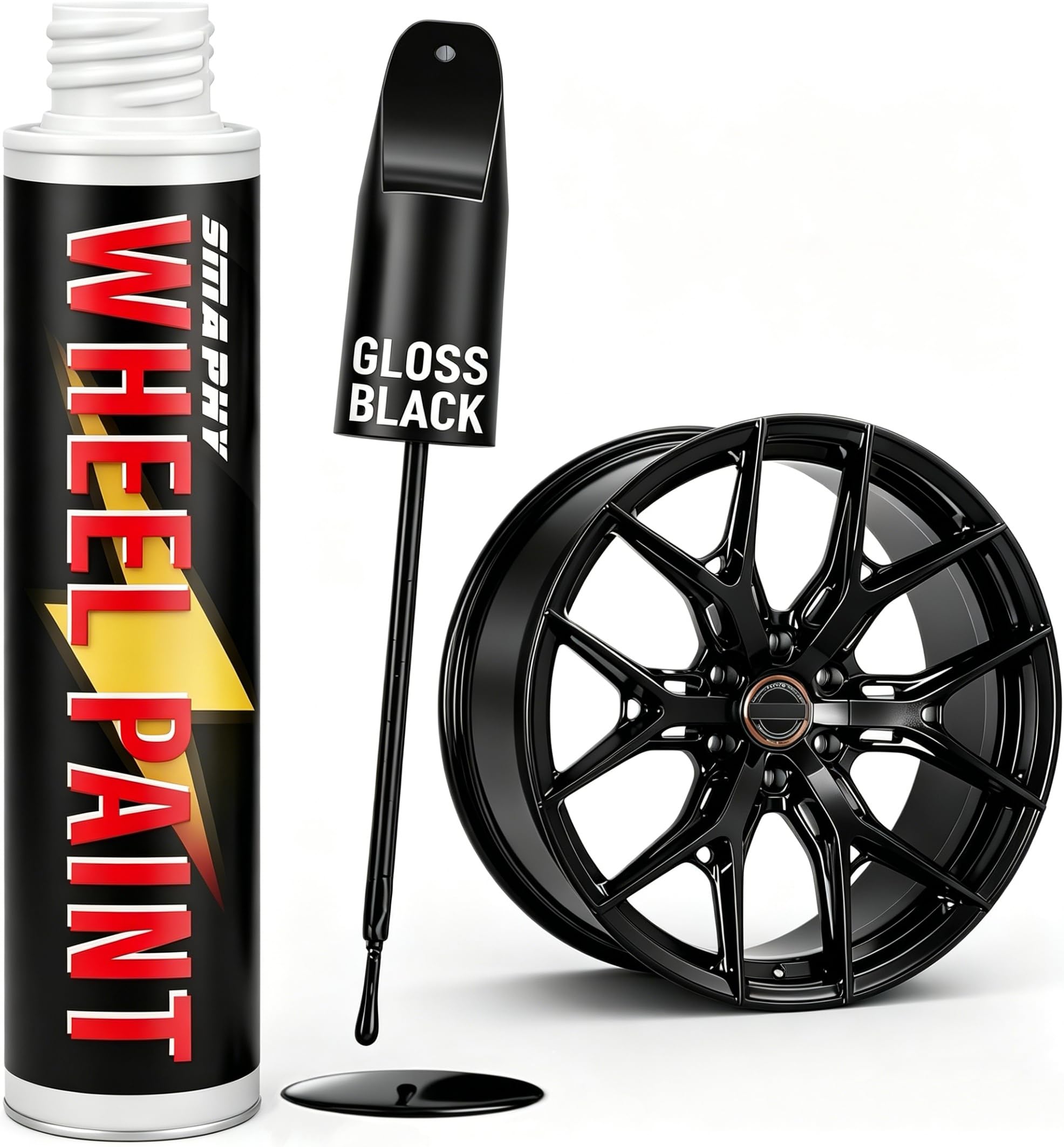 Gloss Black Rim Touch Up Paint, Rim Paint for Curb Rash & Scratch, Car Rim Curb 