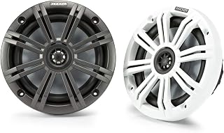 Kicker KM65 6.5-Inch (165mm) Marine Coaxial Speakers with 3/4-Inch Tweeters, 4-Ohm, Charcoal and White Grilles