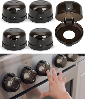 Bates- Stove Knob Safety Covers, 5 Pack Black Universal Size | Double Key Design Heat Resistant Oven Knob Covers for Child Safety Stove Guard Baby Proofing Protection