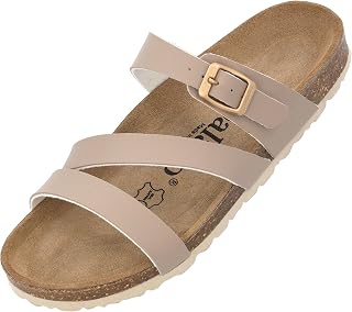 Palado Ikaria women's flip flops, fashion mules with natural cork sole, women's shoes with fine suede sole, comfortable sandals
