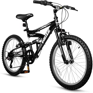 WEIZE 20/24 Inch Kids Mountain Bike for Boys and Girls, Dual Suspension | 20 Inch: 6-Speed For Riders 42-56 In Tall, 24 Inch: 18-Speed For Riders 52-66 In Tall, Steel Frame, Front & Rear V-Brakes