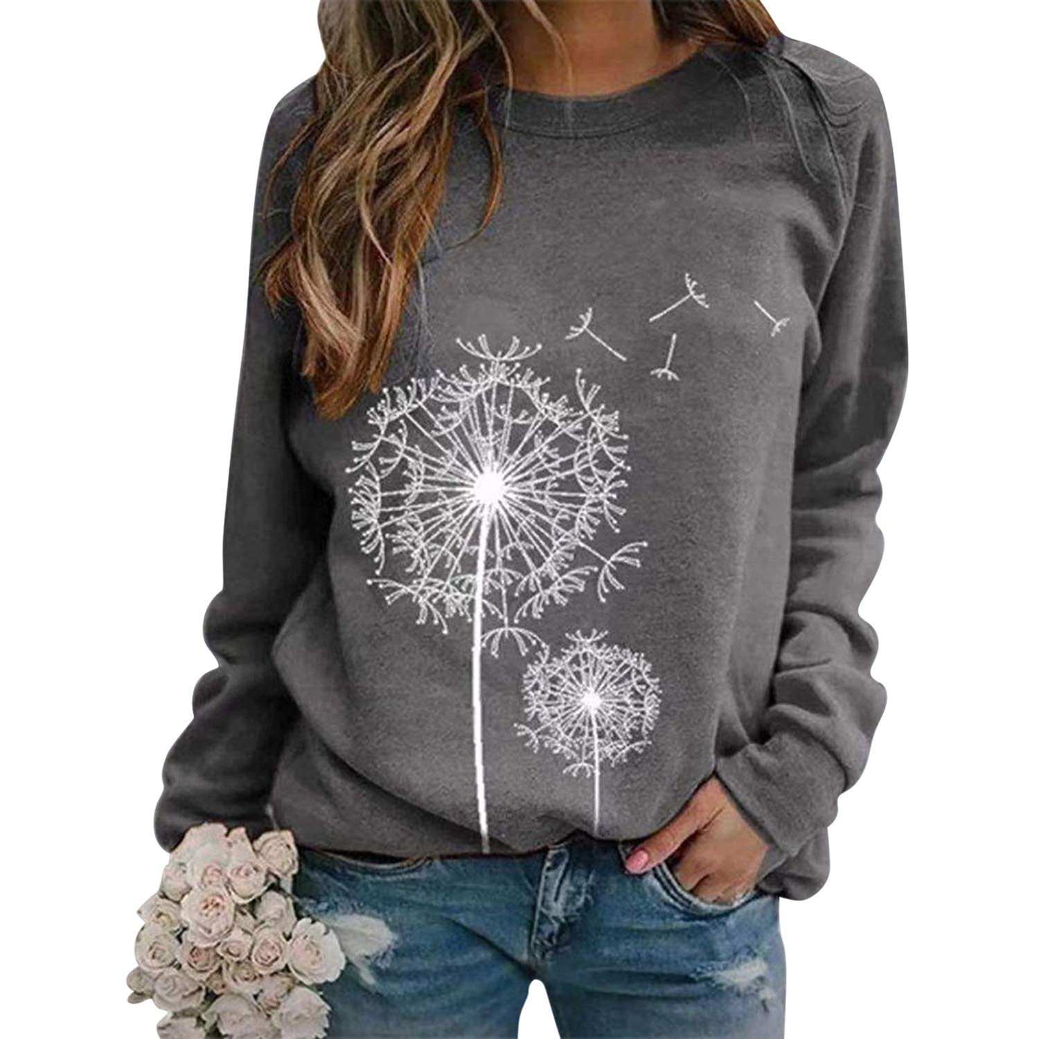 Women's casual sweatshirt, without hood, sport, sweatshirt, round neck, long sle