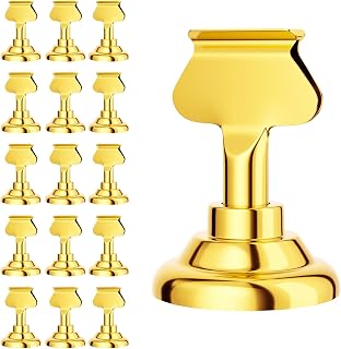 Urban Deco 16 Pieces Table Card Holder Place Card Holders 1.7 inches Gold Steel Card Holders for Photos, Food Signs, Memo Notes, Weddings, Restaurants, Birthdays. (Gold)