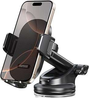 Arteck Car Mount, Universal Mobile Phone Car Mount Holder 360° Rotation for Auto Windshield and Dash, for Cell Phones Apple iPhone 16, Plus, Pro, Pro Max, 15, 14, 13, 12, 11, SE, Android Smartphone