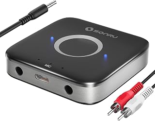 SONRU Bluetooth 5.3 Adapter Wireless Audio Receiver for Hi-Fi | Bluetooth Receiver 3.5mm AUX RCA Cable, Noise Cancellation, Dual AUX Outputs, For Car Home Speakers Wired Headphones